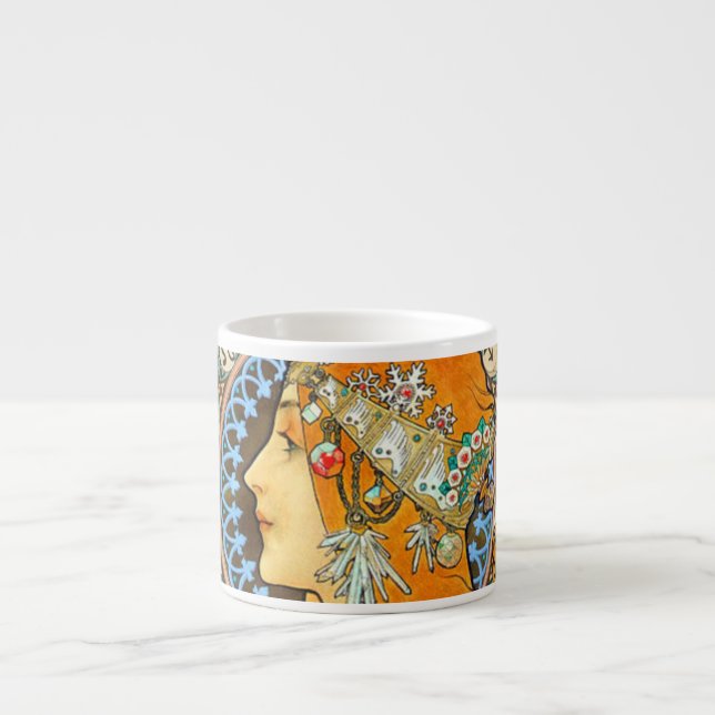 Taza De Espresso Alphonse Mucha Art Nouveau Zodiac (Frente)