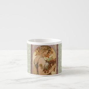 Taza De Espresso Alphonse Mucha Frutas Art Nouveau Vintage Doncella