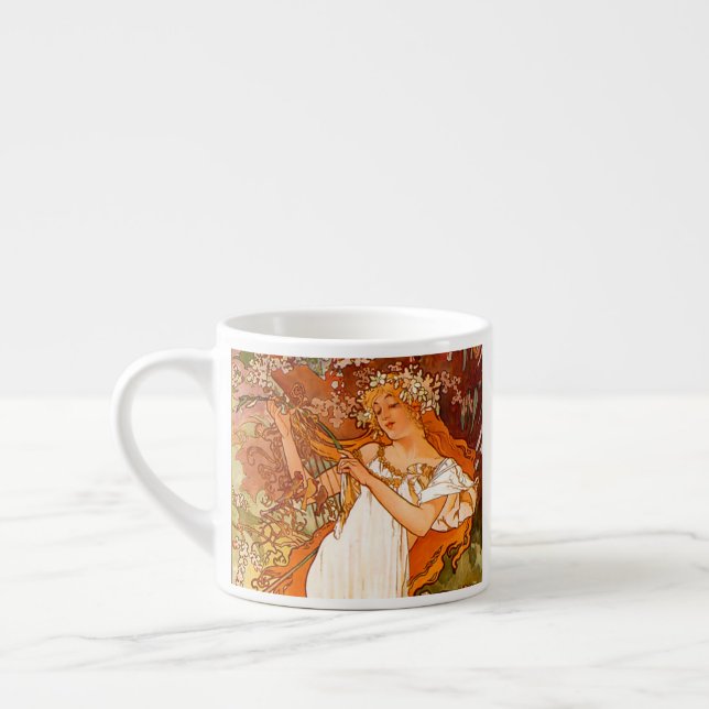 Taza De Espresso Alphonse Mucha modernidad primavera (Izquierda)