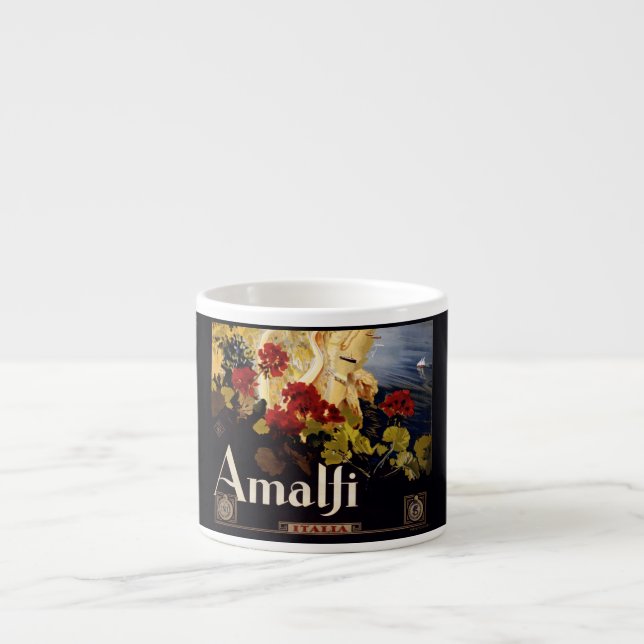 Taza De Espresso Amalfi Italia Viaje Afiche Arte Gráfico (Frente)