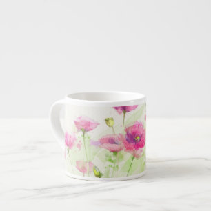 Taza De Espresso Amapolas pintadas 3 de la acuarela