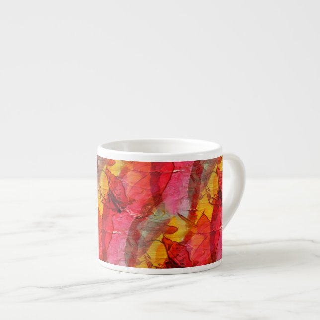 Taza De Espresso Amarillo rojo del arte de la acuarela (Derecha)