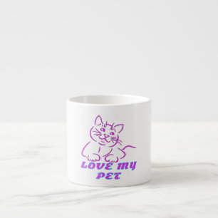 TAZA DE ESPRESSO AMO A MI MASCOTA DE CUTE ROSA CAT