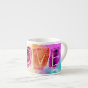 Taza De Espresso Amor abstracto colorido moderno en acuarela