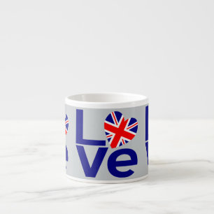 Taza De Espresso AMOR azul británico Corazón de la bandera del Rein