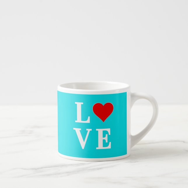 Taza De Espresso Amor azul turquesa Moderno estilo (Derecha)