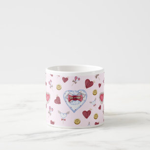 Taza De Espresso Amor Corazón masticando acuarela