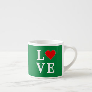 Taza De Espresso AMOR verde y corazón