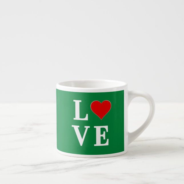 Taza De Espresso AMOR verde y corazón (Derecha)