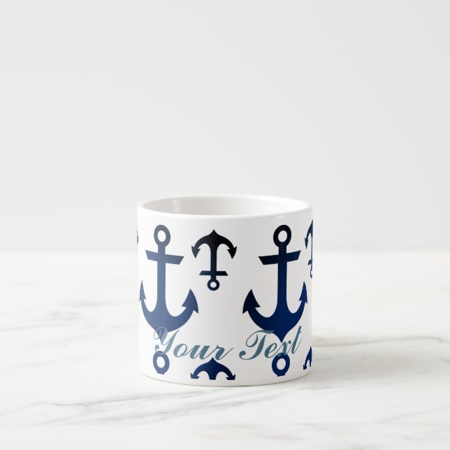 Taza De Espresso Anchors Ahoy Nautical (Frente)