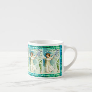 Taza De Espresso Ángel del bebé con una Campana Azul