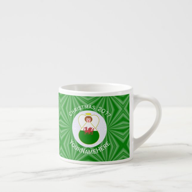 Taza De Espresso Angel Personalizado de los Navidades de la bandera (Derecha)