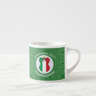 Taza De Espresso Angel Personalizado de Navidades de Bandera Italia