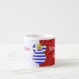 Taza De Espresso Ángel Rubio Griego Bandera Roja y Blanca Personali