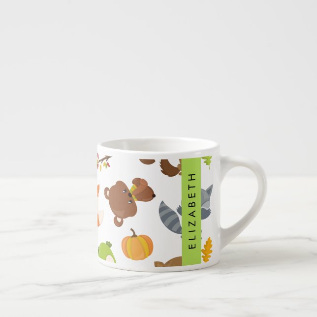 Taza De Espresso Animales de Woodland, Animales Forestales, Tu Nomb (Derecha)