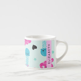 Taza De Espresso Animales marinos, pulpo, medusas, corazón, tu nomb