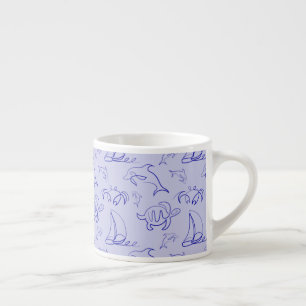Taza De Espresso Animales marinos y patrón de dibujo de una línea d