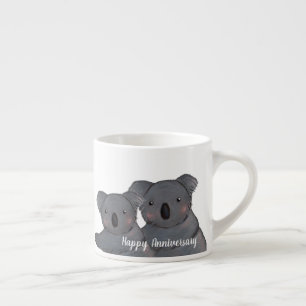 Taza De Espresso Aniversario del boda de la pareja Koala