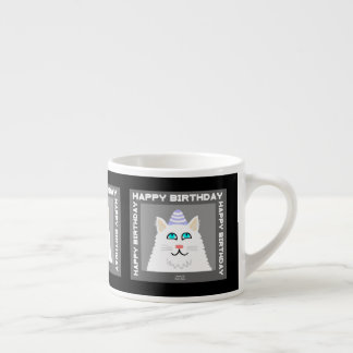 Taza De Espresso Aniversario Fluffy White Cat Espresso Mug