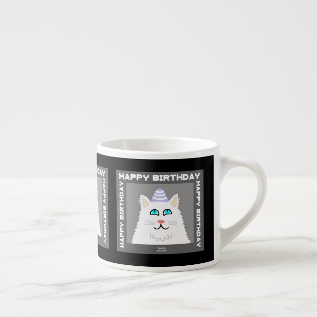 Taza De Espresso Aniversario Fluffy White Cat Espresso Mug (Derecha)