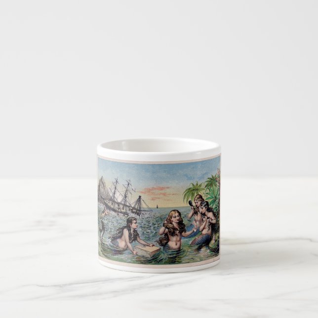 Taza De Espresso Antigüedad de Sirena Mágica Océano Náutico (Frente)