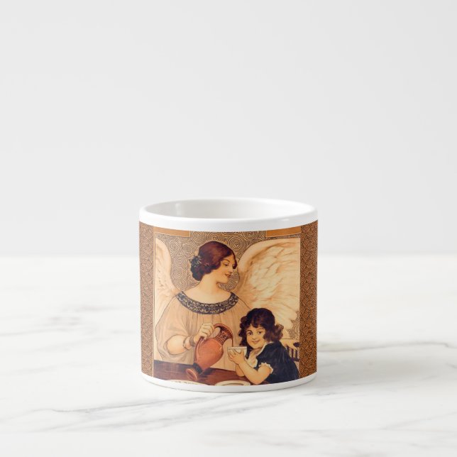 Taza De Espresso Antigüedad francesa de Chocolate Angel (Frente)