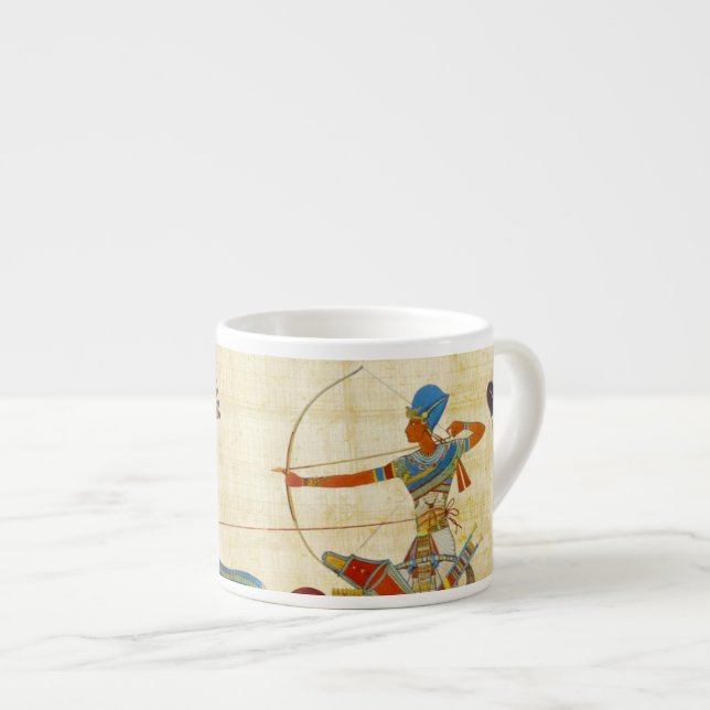 Taza De Espresso Antiguo Egipto Faraón Ramsés II Papiro de caballos (Derecha)