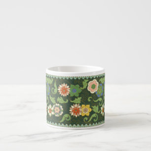 Taza De Espresso Antiguo patrón chino de cloisonné: jade verde