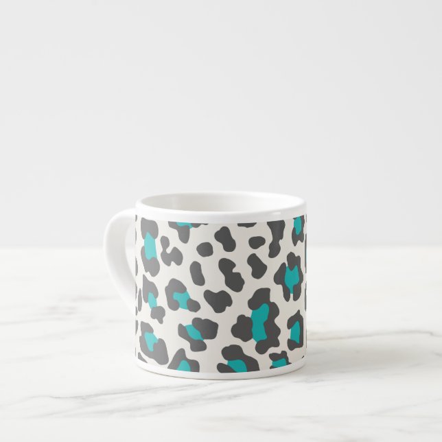 Taza De Espresso Aqua de impresión de leopardo, gris, blanco (Izquierda)