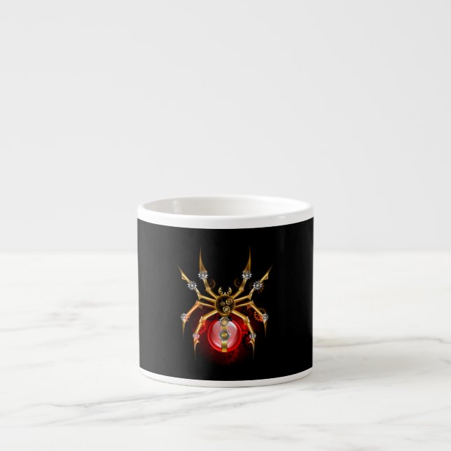 Taza De Espresso Araña de vapor sobre negro (Frente)