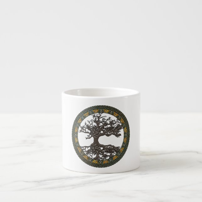 Taza De Espresso Árbol celta de la vida [Yggdrasil] (Frente)