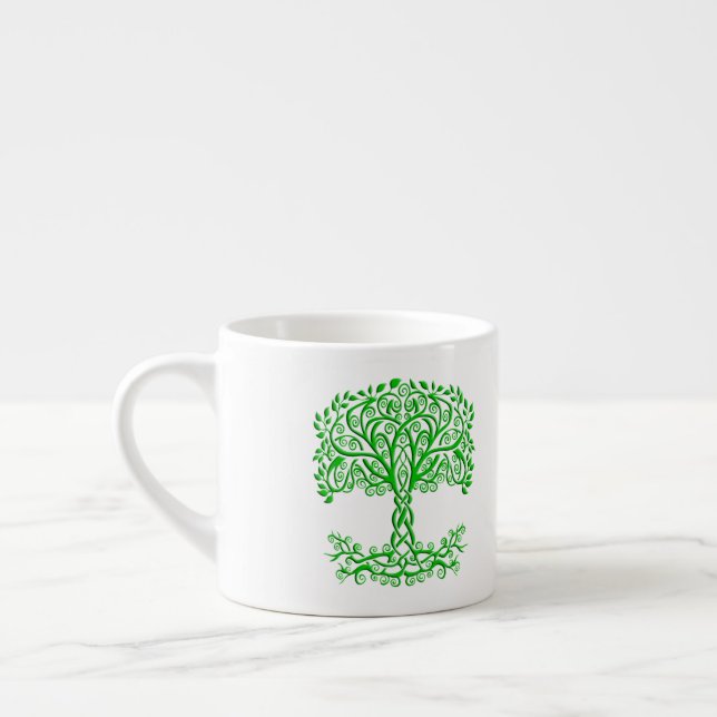 Taza De Espresso Árbol Celta Verde De La Vida (Izquierda)