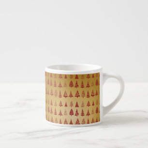 Taza De Espresso Árbol de Navidad rojo moderno en oro