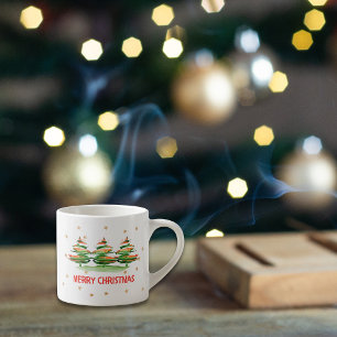Taza De Espresso Árboles acuáticos de Feliz Navidad - Regalo de vac