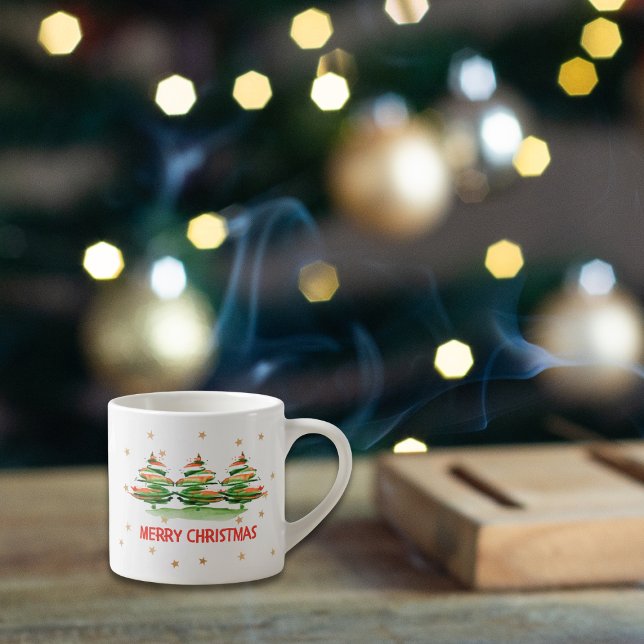 Taza De Espresso Árboles acuáticos de Feliz Navidad - Regalo de vac (Subido por el creador)