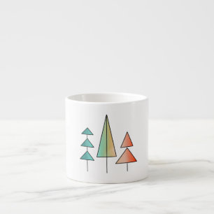 Taza De Espresso árboles de arcoíris modernos de mediados de siglo 