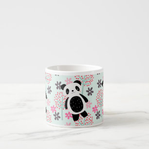 Taza De Espresso Árboles, flores y osos panda