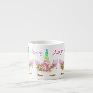 Taza De Espresso Arco iris mágico del unicornio de la mañana