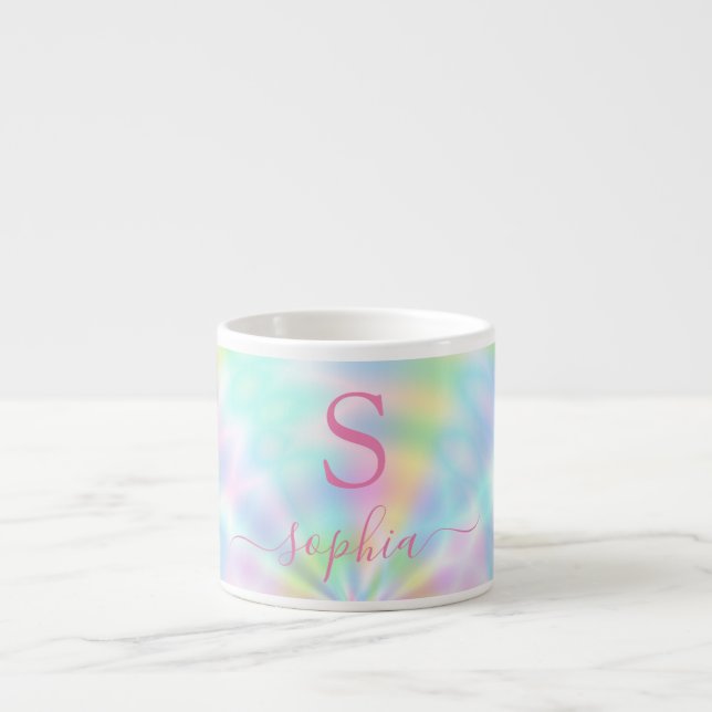 Taza De Espresso Arcoiris irlandés holográfico personalizado (Frente)