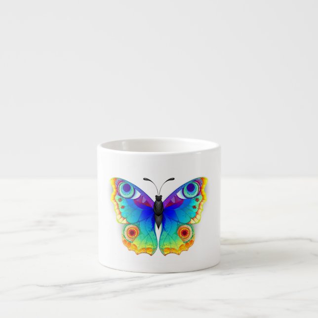 Taza De Espresso Arcoiris mariposa Peacock Eye (Frente)