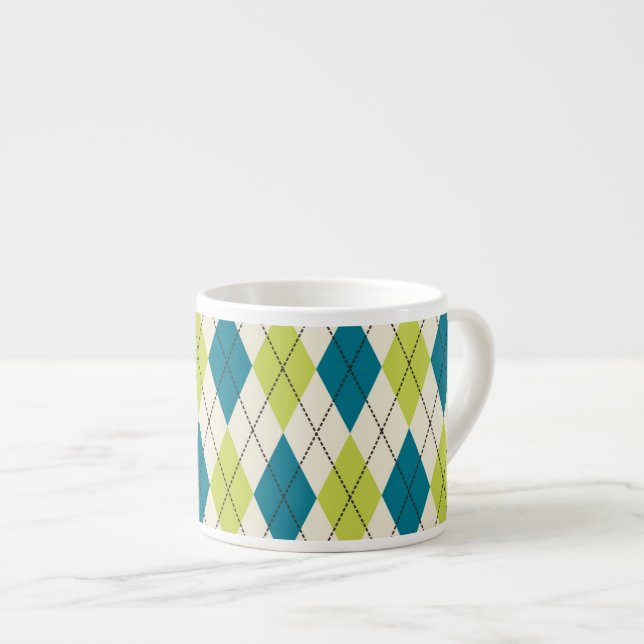 Taza De Espresso Argyle azul y verde (Derecha)