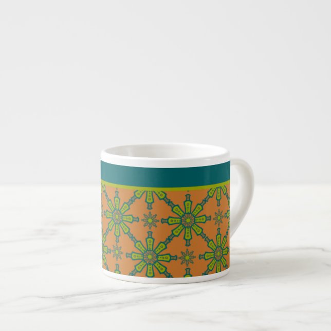 Taza De Espresso Arroz tribal a rayas, espresso Verde azulado verde (Derecha)