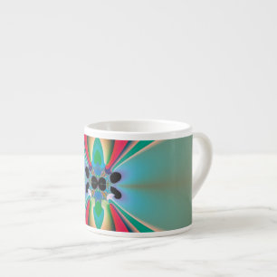 Taza De Espresso Arte abstracto de simetría de espejo de coral verd