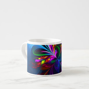 Taza De Espresso Arte abstracto floral moderno patrón rojo azul #15