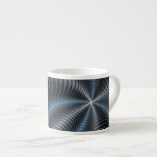 Taza De Espresso Arte abstracto moderno fractal 3D gris azul plásti