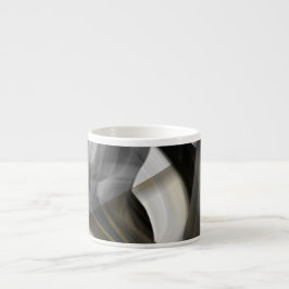 Taza de Espresso Arte Abstracto Negro Blanco Dorad