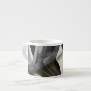 Taza de Espresso Arte Abstracto Negro Blanco Dorad