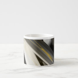Taza de Espresso Arte Abstracto Negro Blanco Dorad