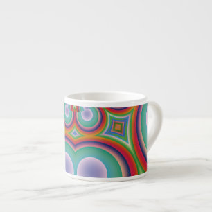 Taza De Espresso Arte Abstracto Óptico Psicodélico Arcoíris