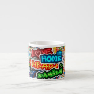 Taza De Espresso Arte Callejero Graffiti de Color Divertido Corazón